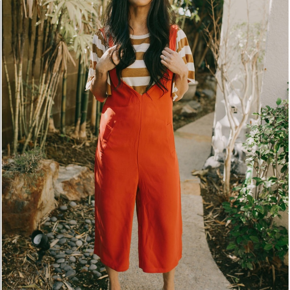 Deep V Capri Jumpsuit -  Tumeric